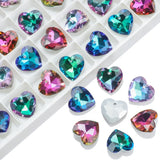 20Pcs Austria Glass Beads Love Heart Sliver Back 14MM Crystal Pendants Charms