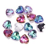 20Pcs Austria Glass Beads Love Heart Sliver Back 14MM Crystal Pendants Charms