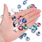 20Pcs Austria Glass Beads Love Heart Sliver Back 14MM Crystal Pendants Charms