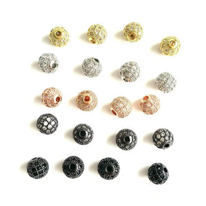 20Pcs/Lot 8mm Zirconia Pave Beads Jewelry Making Accessory