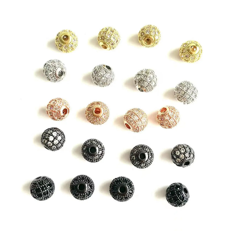 20Pcs/Lot 8mm Zirconia Pave Beads Jewelry Making Accessory