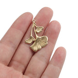 20Pcs Brass Ginkgo Leaf Charms Pendants Diy Jewelry Findings