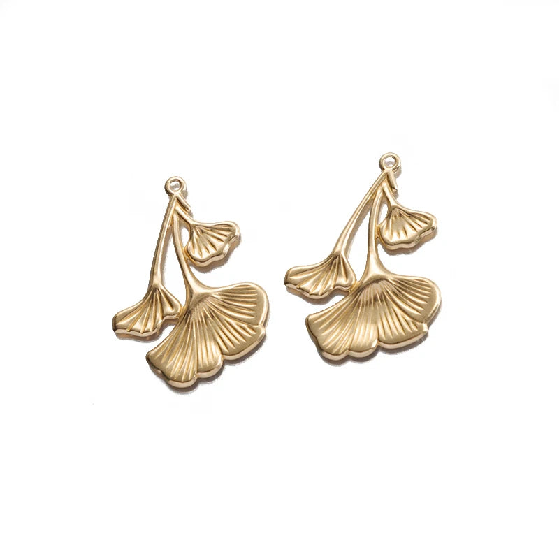 20Pcs Brass Ginkgo Leaf Charms Pendants Diy Jewelry Findings