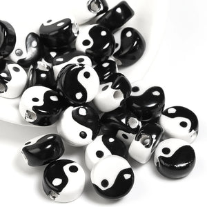 20Pcs Tai Chi Ceramic Beads DIY Bracelet Making