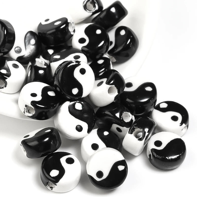 20Pcs Tai Chi Ceramic Beads DIY Bracelet Making