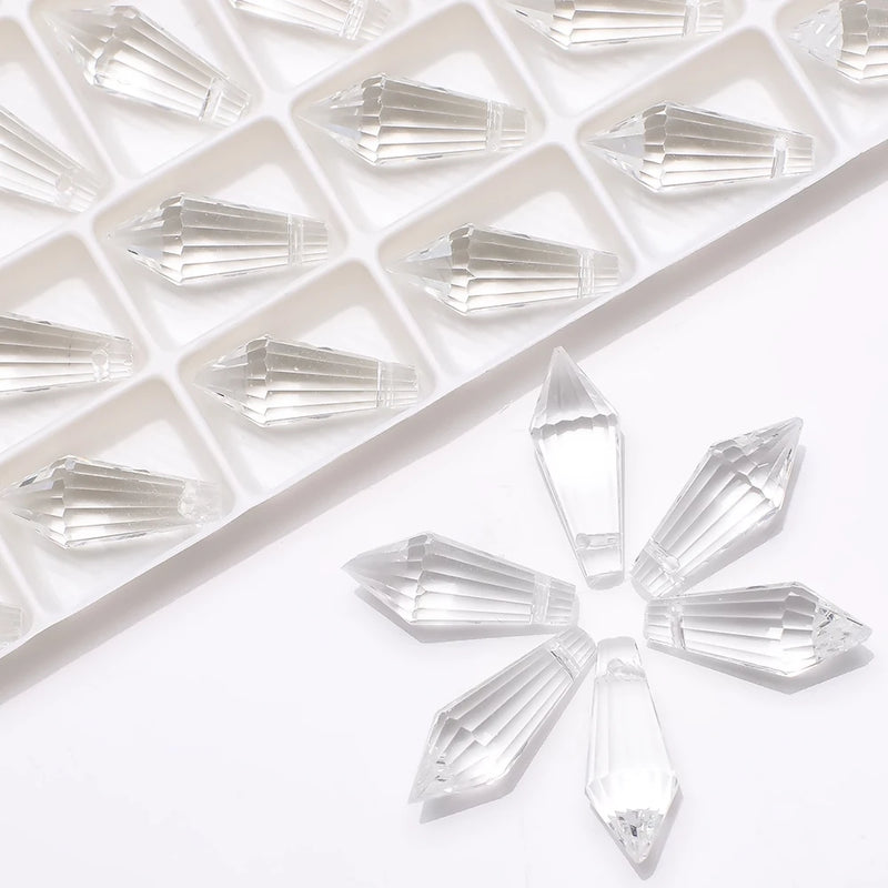 20Pcs Clear 8x20mm Crystal Drop Pendant Glass Teardrop DIY Beads Jewelry Making