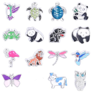 Enamel Animal Dragonfly Butterfly Floating Charms for Women Locket Necklaces