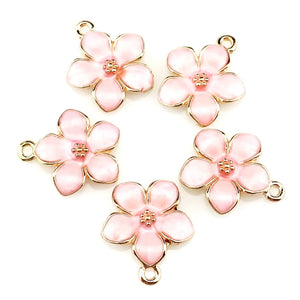 20Pcs Enamel Cherry Blossoms Flower Charms Pendant for Necklaces Jewelry Making