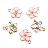 20Pcs Enamel Cherry Blossoms Flower Charms Pendant for Necklaces Jewelry Making