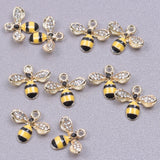 20Pcs Enamel Bee Charms for Necklaces Jewelry Making