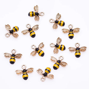 20Pcs Enamel Bee Charms for Necklaces Jewelry Making