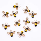 20Pcs Enamel Bee Charms for Necklaces Jewelry Making