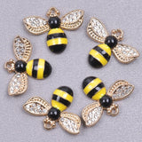 20Pcs Enamel Bee Charms for Necklaces Jewelry Making