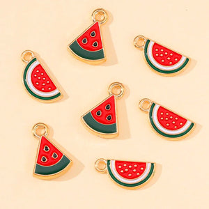 20Pcs Enamel Watermelon Charms for DIY Jewelry Making