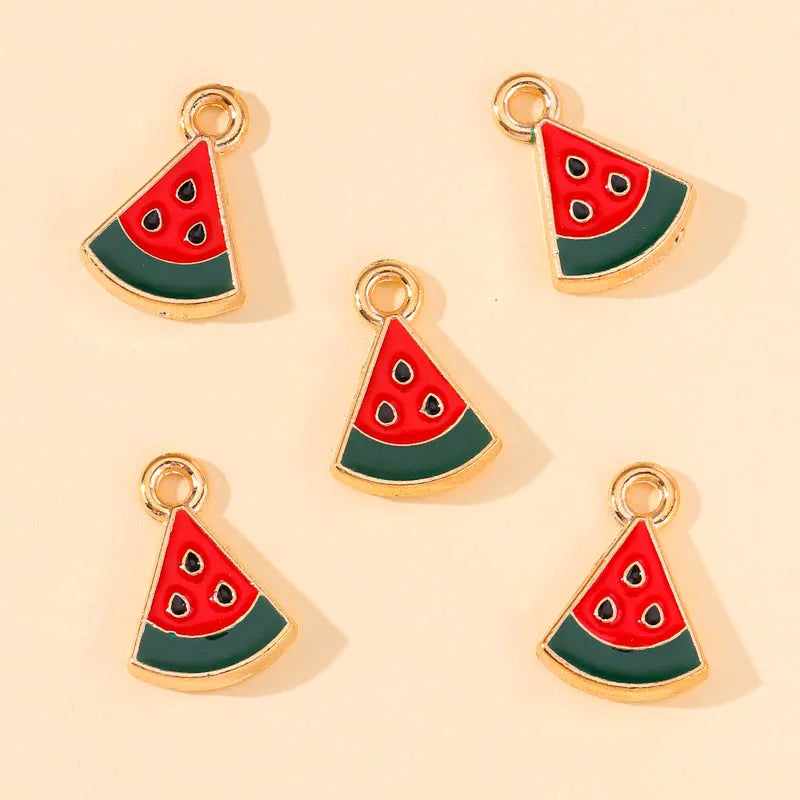 20Pcs Enamel Watermelon Charms for DIY Jewelry Making