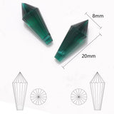20Pcs Green Crystal Teardrop Beads 8X20MM DIY Necklace Making Charms Jewelry