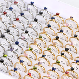 20Pcs Colorful Heart Love Stainless Steel Rings Mix Wedding Engagement Jewelry