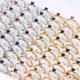 20Pcs Colorful Heart Love Stainless Steel Rings Mix Wedding Engagement Jewelry