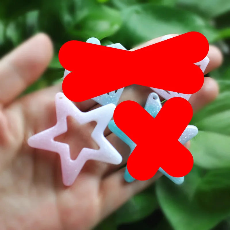 20pcs Flatback Star Resin Crafts for Necklace Pendant Keychain DIY