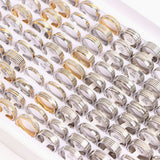 20Pcs Geometric Stripe Stainless Steel Rings for Wedding Engagement