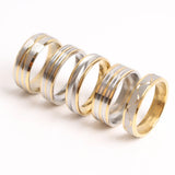 20Pcs Geometric Stripe Stainless Steel Rings for Wedding Engagement