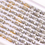 20Pcs Geometric Stripe Stainless Steel Rings for Wedding Engagement