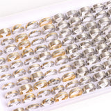 20Pcs Geometric Stripe Stainless Steel Rings for Wedding Engagement