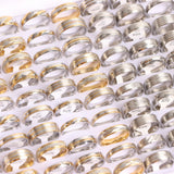 20Pcs Geometric Stripe Stainless Steel Rings for Wedding Engagement