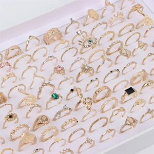 20Pcs Vintage Bohemian Finger Women Ring Retro Rhinestone Silver Jewelry Gift