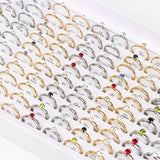 20Pcs Mix Style Zircon Stainless Steel Rings For Women