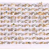 20Pcs Mix Style Zircon Stainless Steel Rings For Women