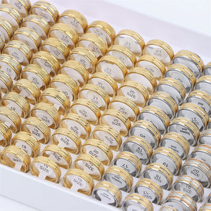 20Pcs Stripe Stainless Steel Frosted Couple Rings For Women Men Wedding Jewelry