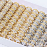 20Pcs Stripe Stainless Steel Frosted Couple Rings For Women Men Wedding Jewelry