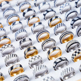 20Pcs Rhinestone Stainless Steel Rings Men Women Wedding Mix Style