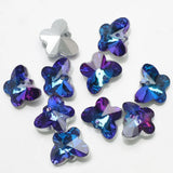 20Pcs Glass Butterfly Beads 14mm Crystal Charms Pendant For DIY Making