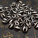 20Pcs Natural Agate Stone 10mm Round Black/White Melon Pattern Beads