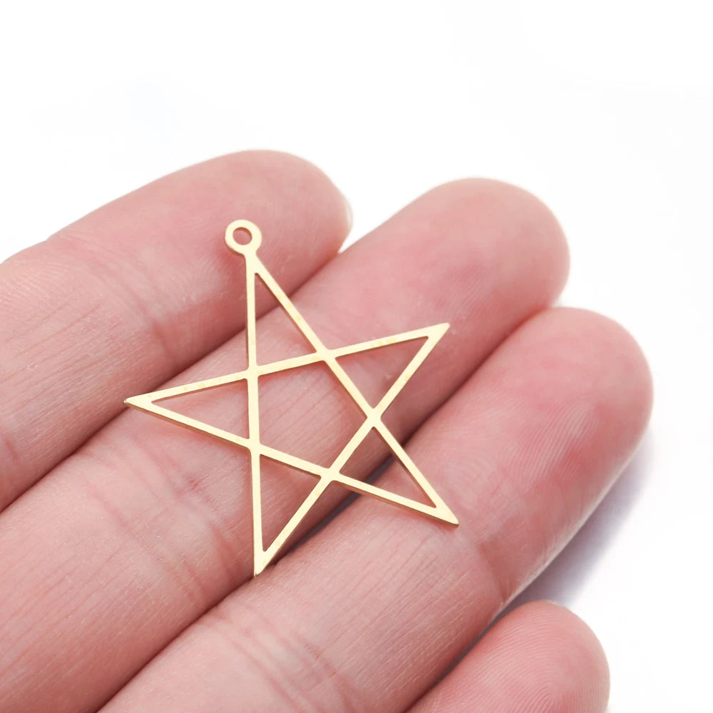 20Pcs Brass Stars Charms Pendant Vintage Necklace Earrings Findings