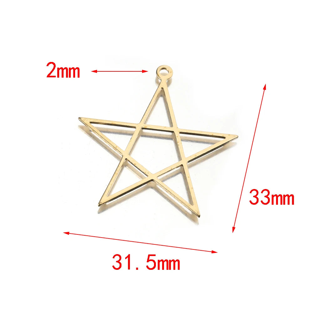 20Pcs Brass Stars Charms Pendant Vintage Necklace Earrings Findings