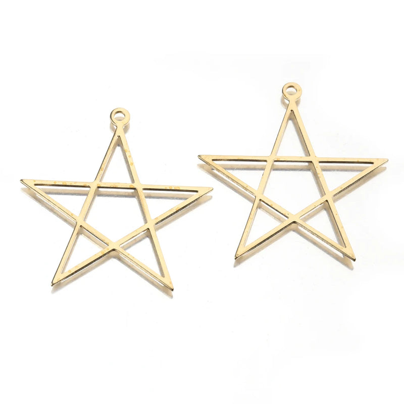 20Pcs Brass Stars Charms Pendant Vintage Necklace Earrings Findings