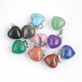 20Pcs Mixed Natural Stone Heart Shape Pendants for Jewelry Making TC31