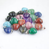 20Pcs Mixed Natural Stone Heart Shape Pendants for Jewelry Making TC31