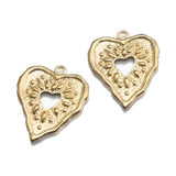 20Pcs Raw Brass Hammered Hollow Heart Charms for DIY Jewelry Making