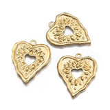 20Pcs Raw Brass Hammered Hollow Heart Charms for DIY Jewelry Making