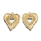 20Pcs Raw Brass Hammered Hollow Heart Charms for DIY Jewelry Making