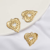 20Pcs Raw Brass Hammered Hollow Heart Charms for DIY Jewelry Making
