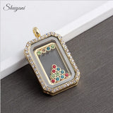 20Pcs Rectangle Floating Locket Charms for Memory Lockets