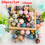 20Pcs Silicone Beads 15mm Leopard Print Round Beads DIY Jewelry Making Accessori