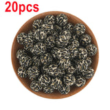 20Pcs Silicone Beads 15mm Leopard Print Round Beads DIY Jewelry Making Accessori