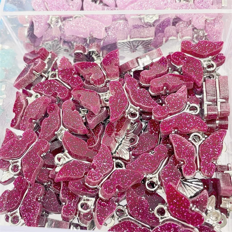 20Pcs Silver Butterfly Charms Resin Pendant for Jewelry Making