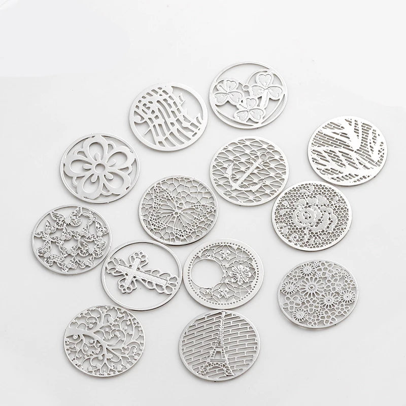 20Pcs Silver Mixed 22mm Floating Plate Charms for 30mm Glass Living Locket